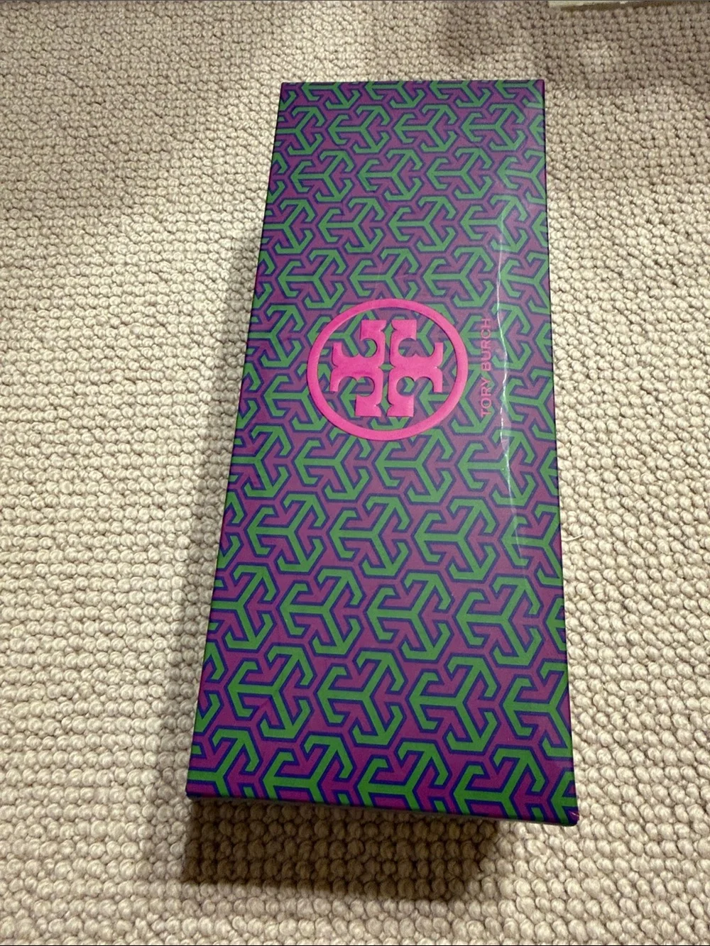Tory Burch Navy and White Patterned Flip Flop Sandals